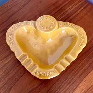 Vintage Expo 67 Beauceware Yellow Ashtray Canada Québec Terre des Hommes